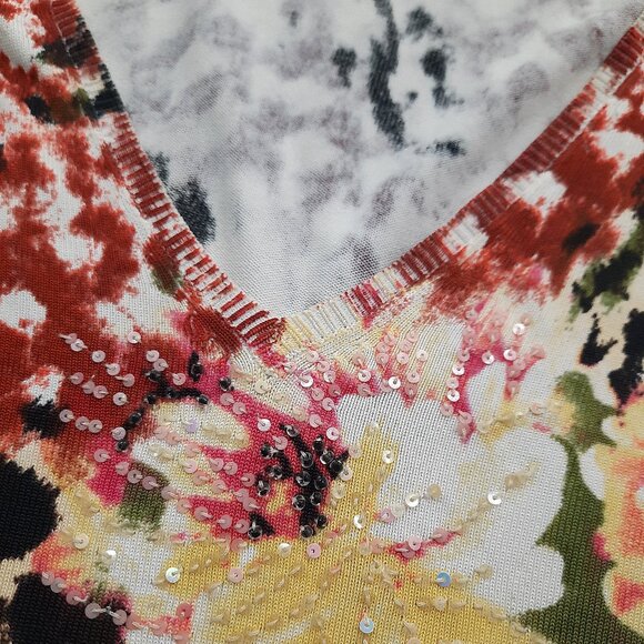 Floral/leopard/sequin stretch sweater - BCBG Max Azria brand - Picture 6 of 12